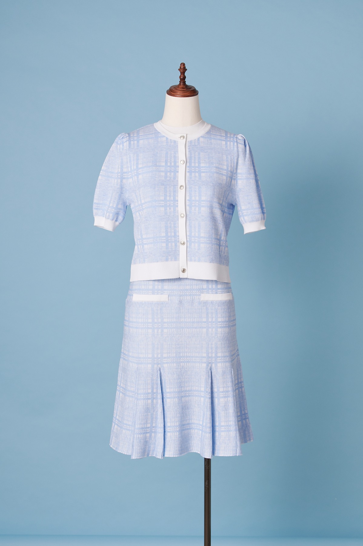 チェックジャガードミニニットワンピースセット 商品画像