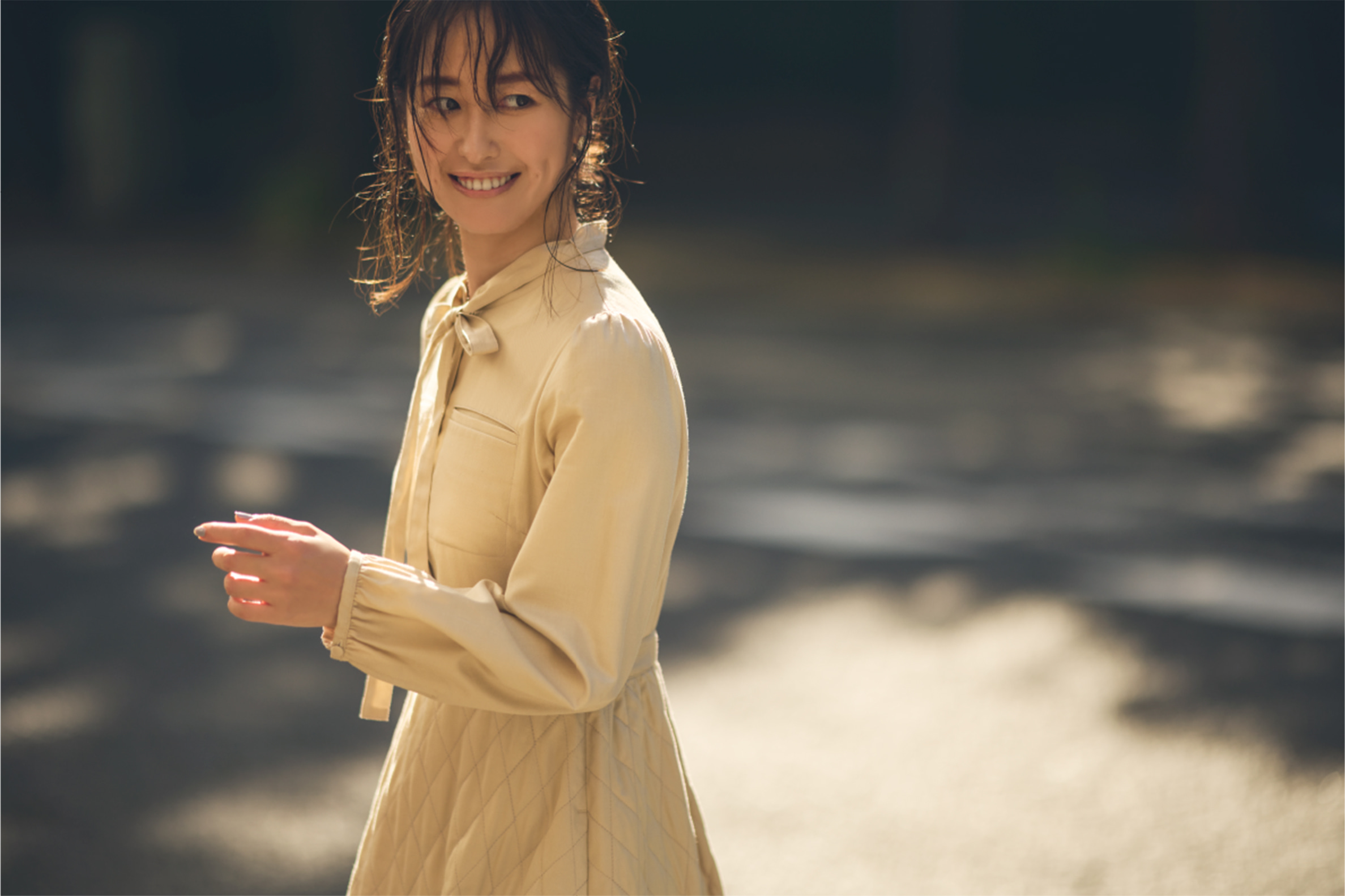 BEIGE QUILTING DRESS