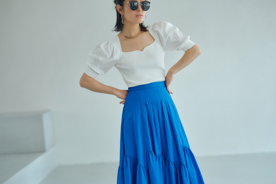 Blue Flared Skirt