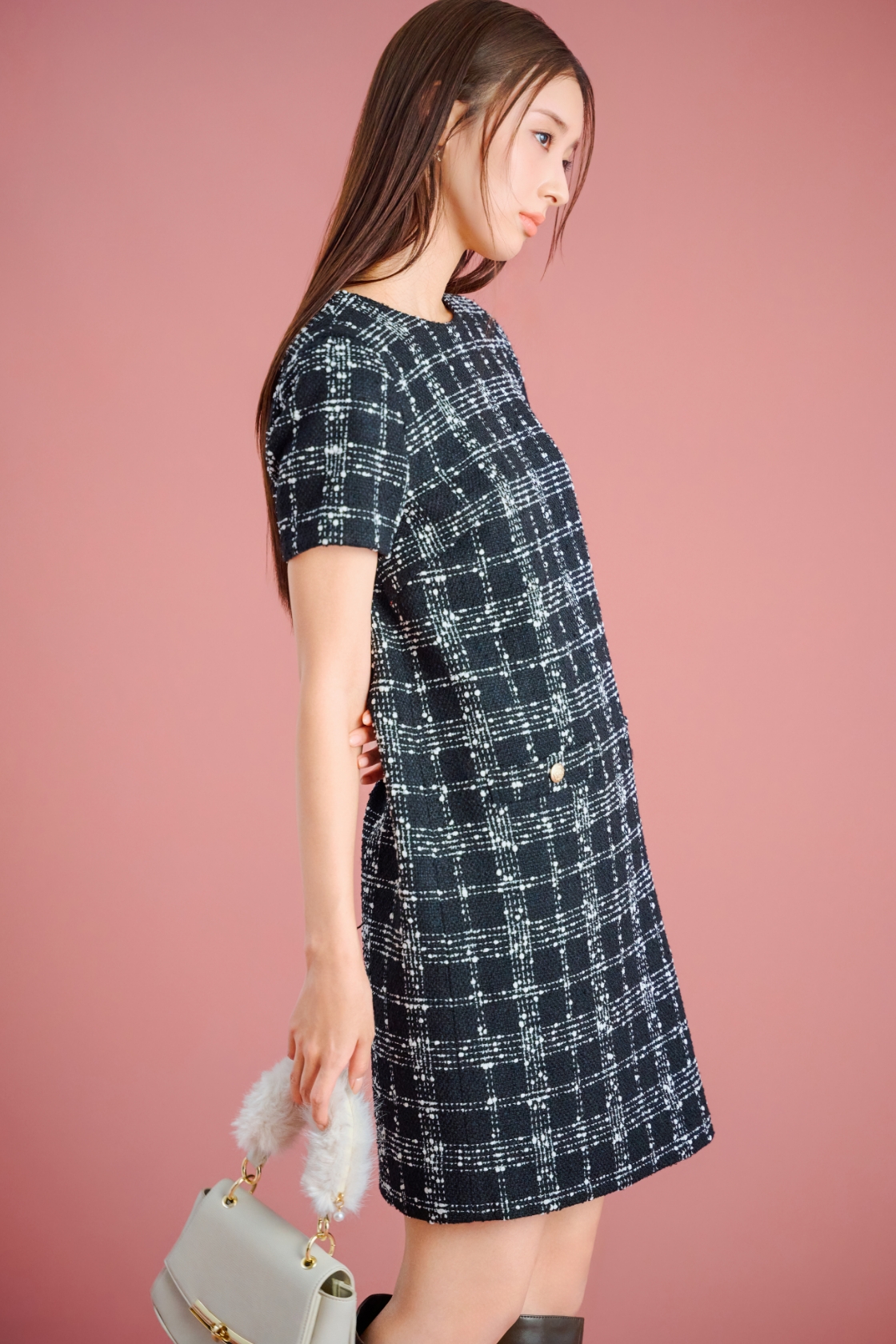 Dress Earrings Bag Shoesを着用するモデル