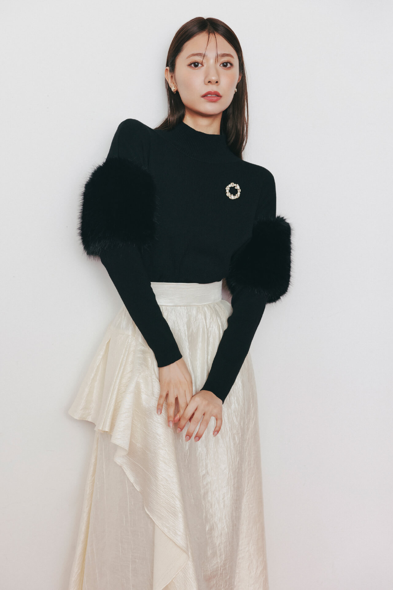 ファードッキングニット ブラック着用イメージ