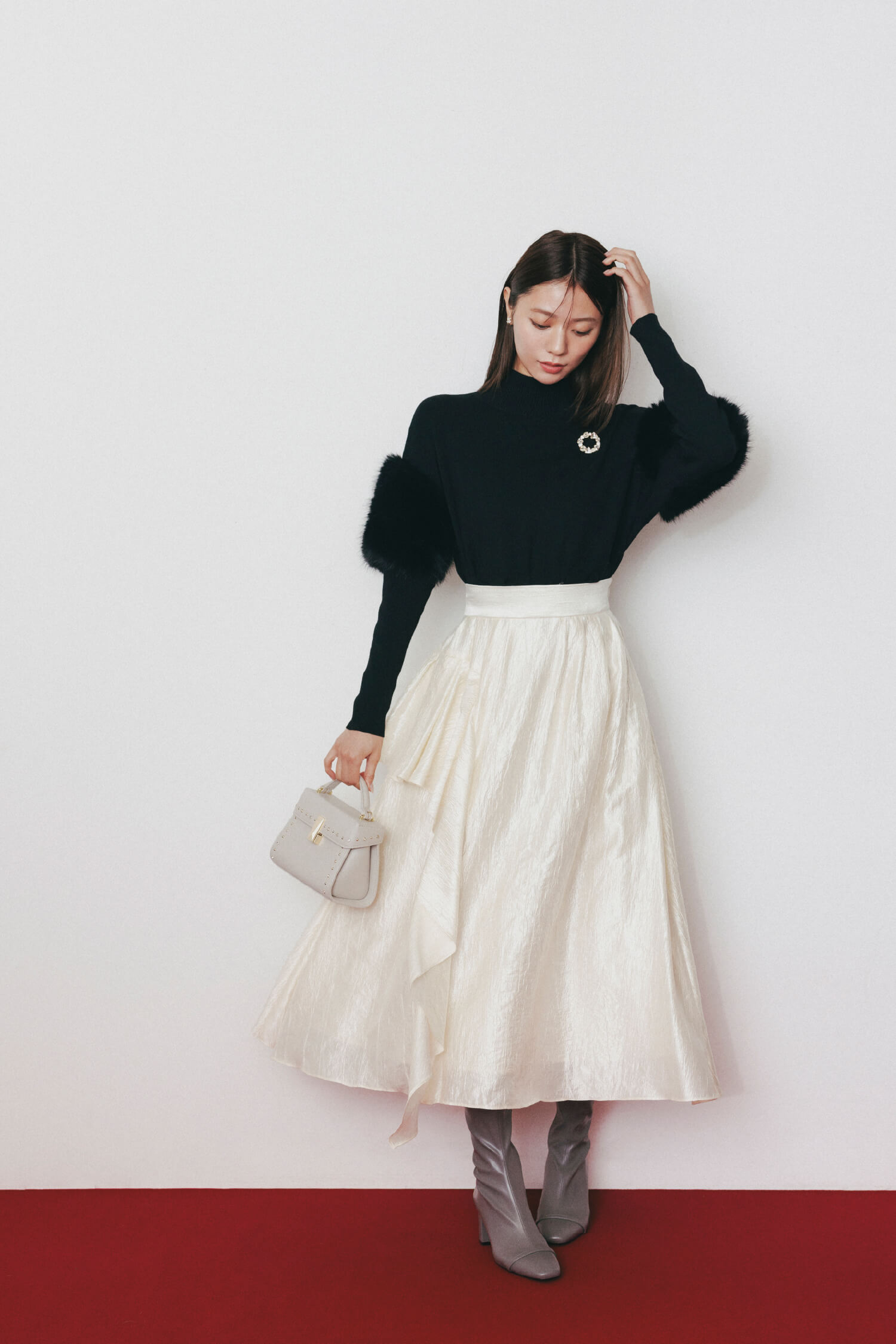 ファードッキングニット ブラック着用イメージ