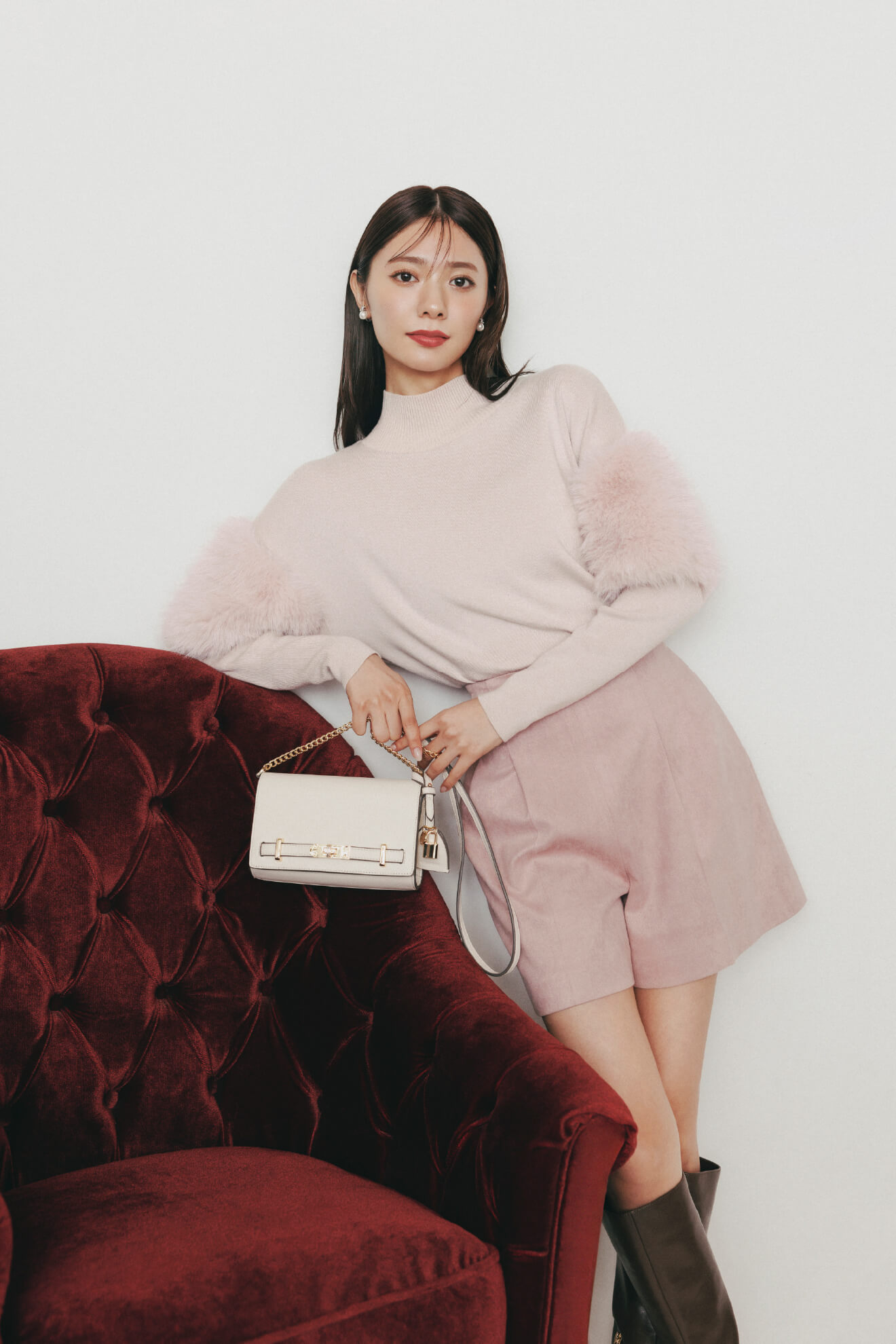 ファードッキングニット ピンク着用イメージ