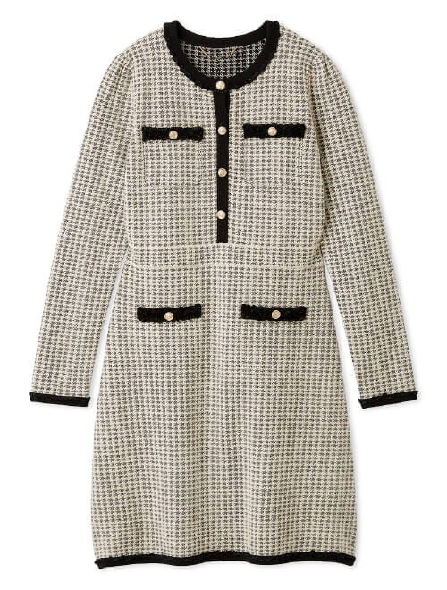 ツイード風ニットドレス チェック商品イメージ