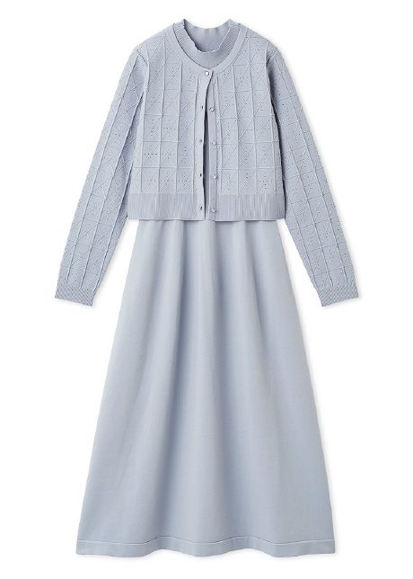 ツイード風ニットドレス ピンク商品イメージ