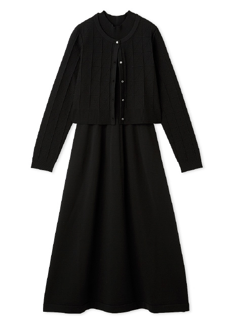 ツイード風ニットドレス チェック商品イメージ