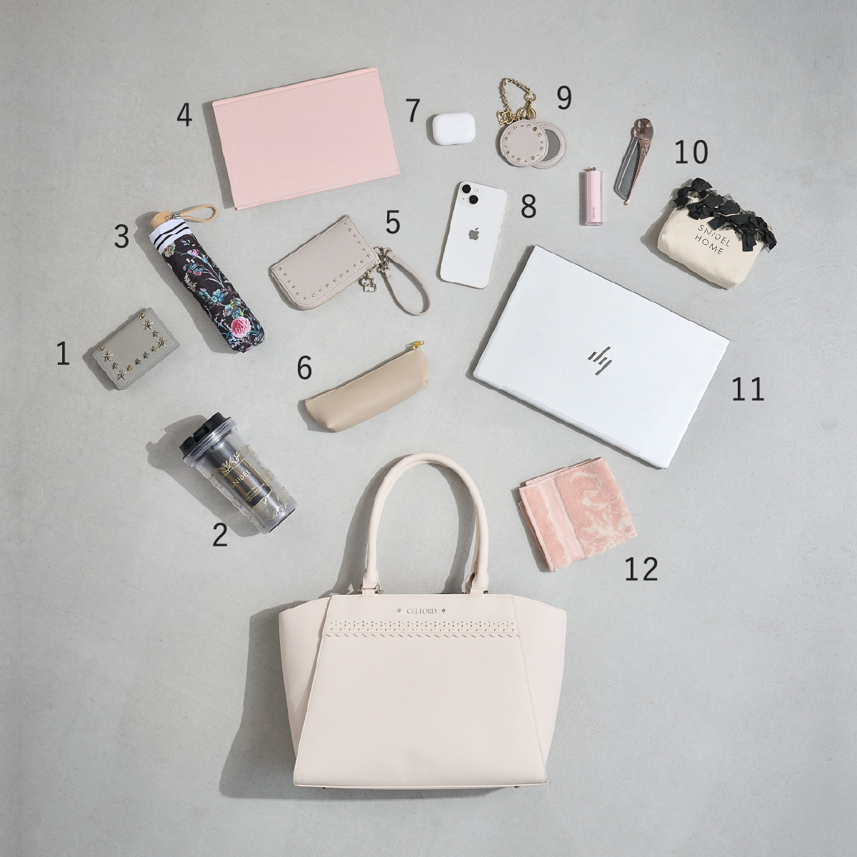 ビジネスバッグ（13インチPC収納可）の中身の商品リスト