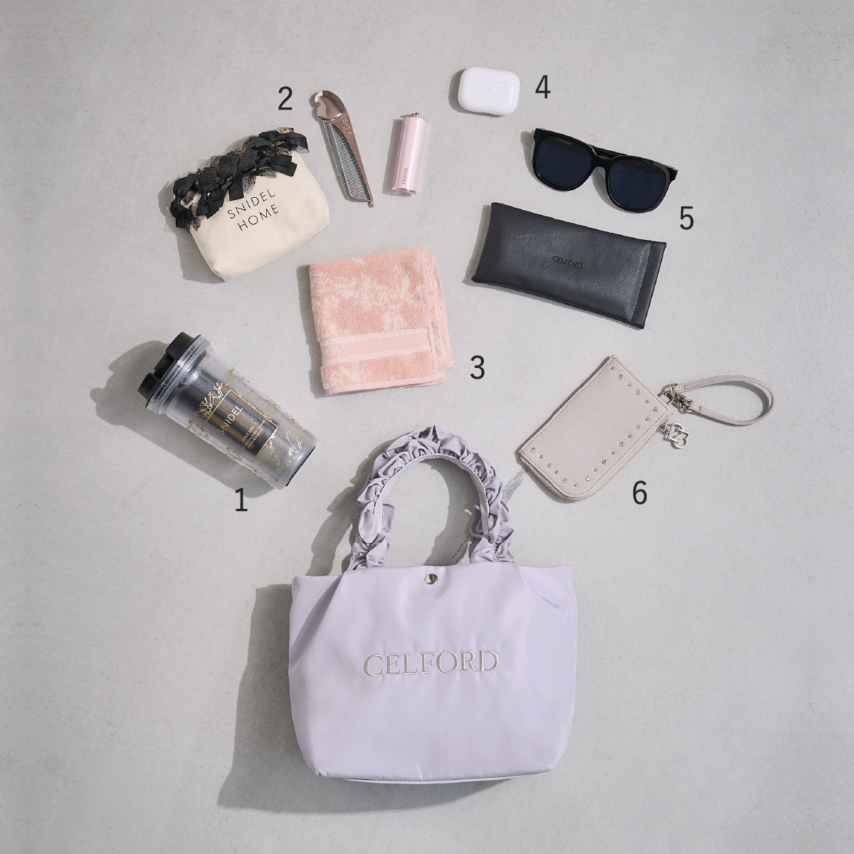 【WEB限定カラー】【プリュム】フリルラメ刺繍トートバッグ（small）の中身の商品リスト