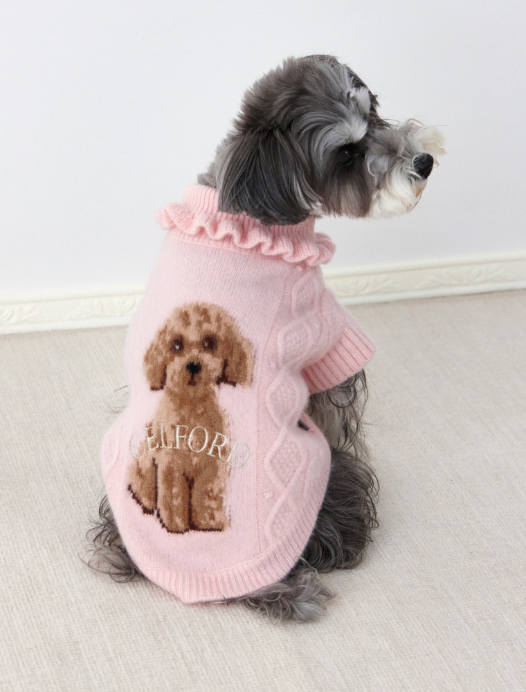 Dog Motif Cable Knit を使った DOG & CAT の着用イメージ（別カット）