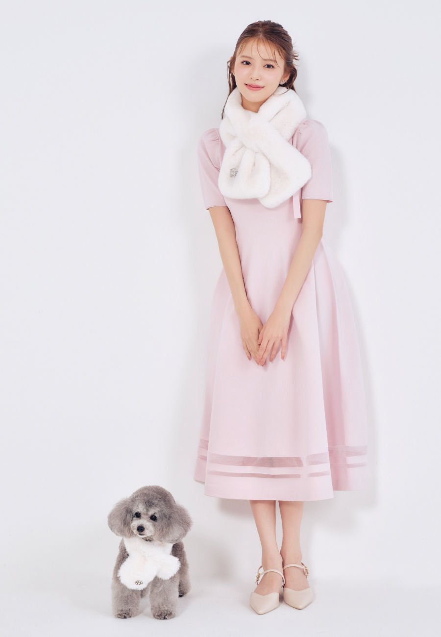 Fur Collar Quilted Jacket を使った DOG & CAT の着用イメージ